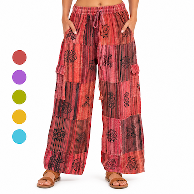4 Pocket Cotton Stonewash Patchwork Pants